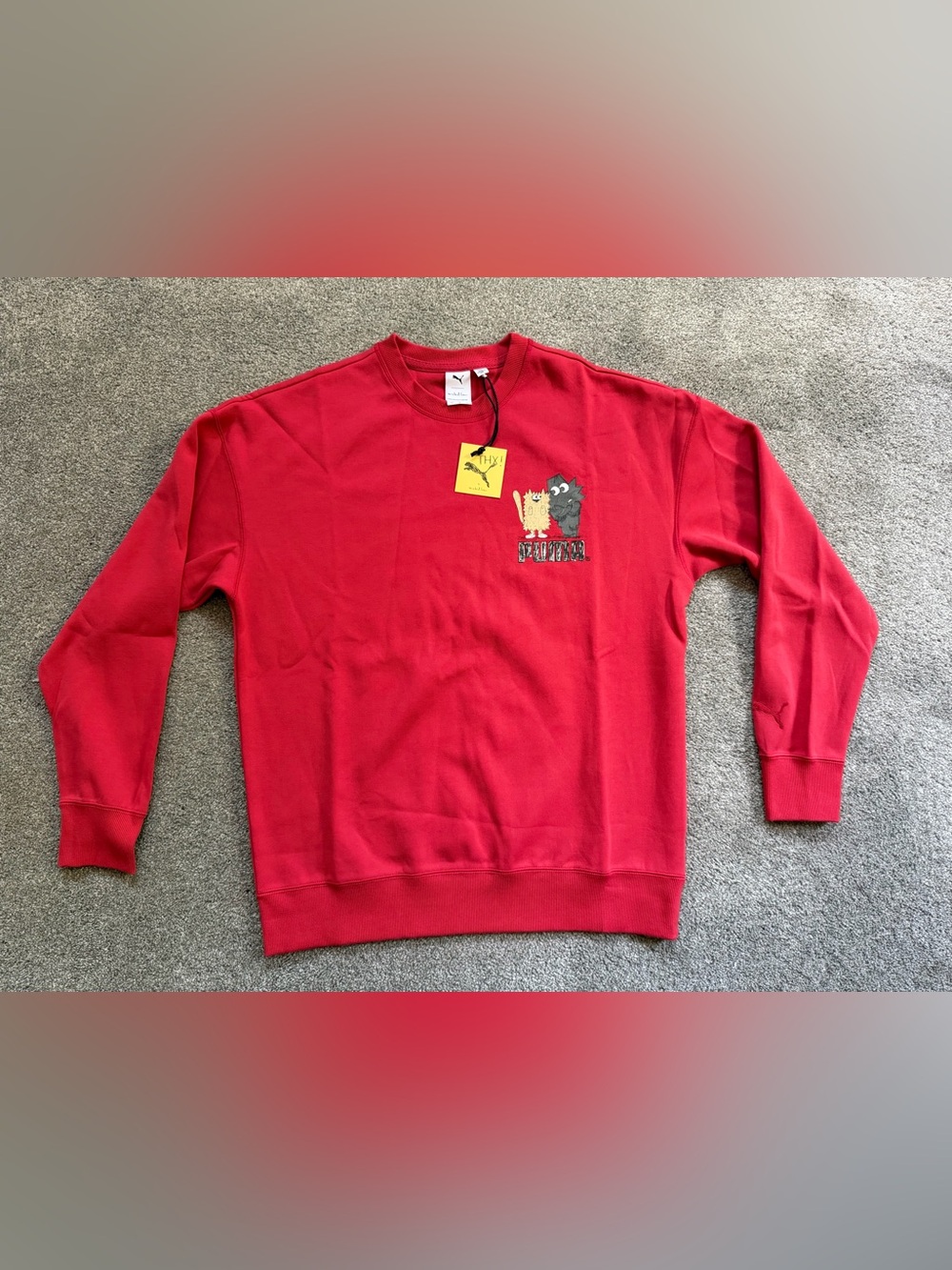 PUMA x Michael Lau Crewneck Sweatshirt Mens Size Large Red Graphic Pullover NWT